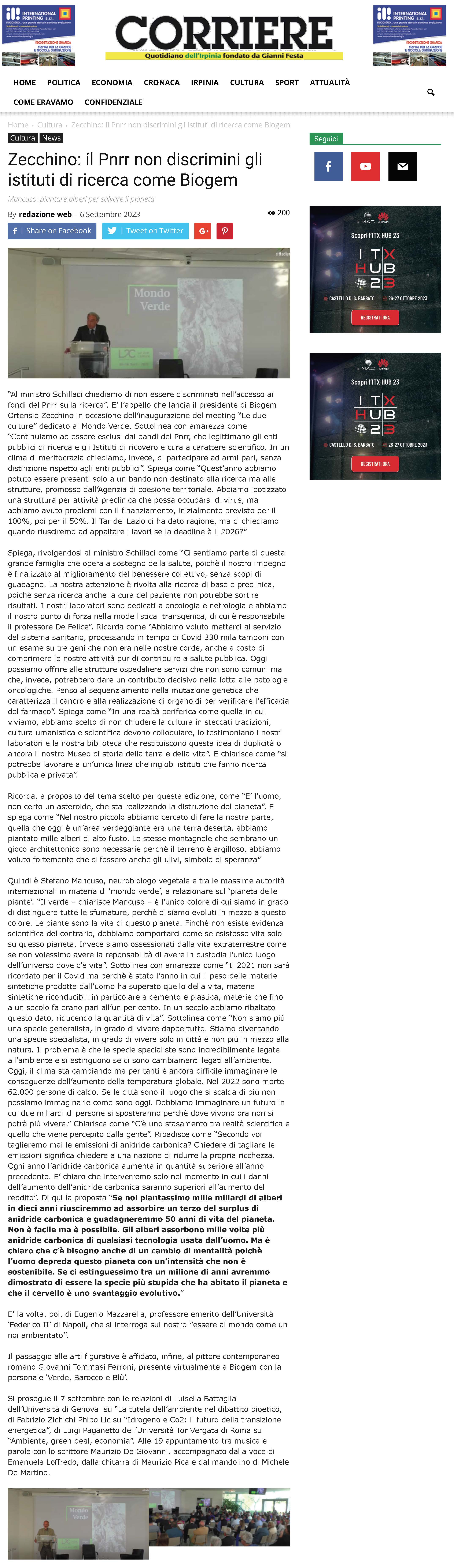 Zecchino: il Pnrr non discrimini gli istituti di ricerca come Biogem